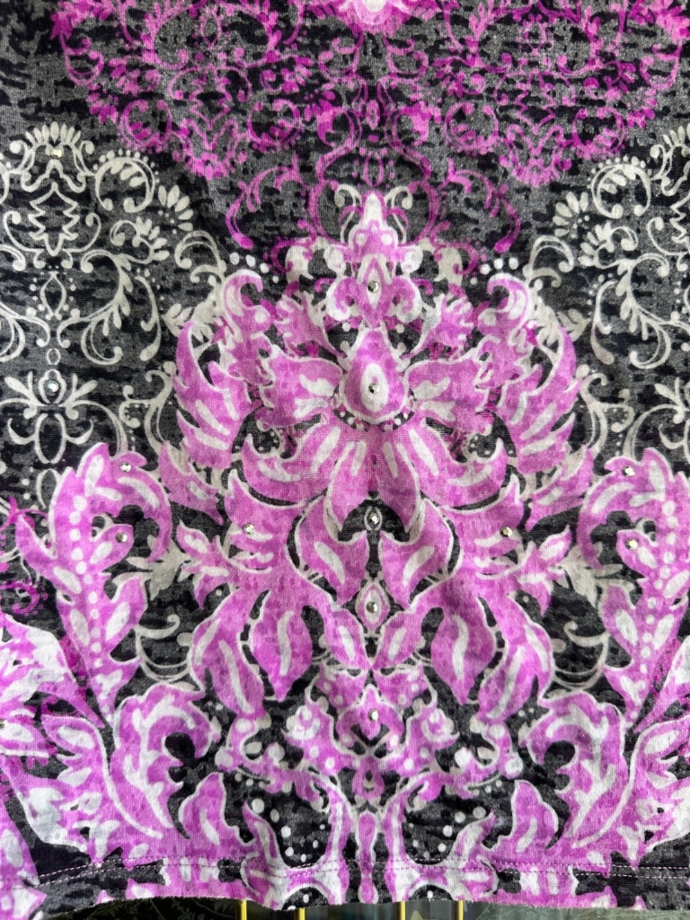 INC International Concepts Pink Black Baroque Rhinestone Detail Top Size M - Picture 12 of 16